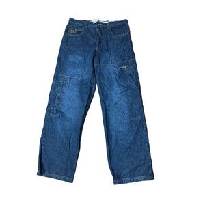 Paco Jeans Men's 38X33 Blue Baggy Loose Fit Med‎ Wash Wide Leg Jeans.